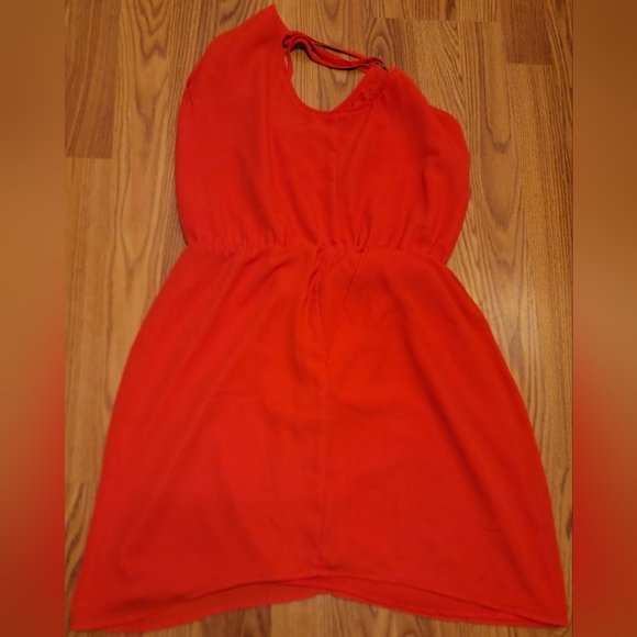 Banana Republic Womens Strappy Cutout Mini Dress V Neck Pockets Sz 4 Posted Red - Picture 12 of 16